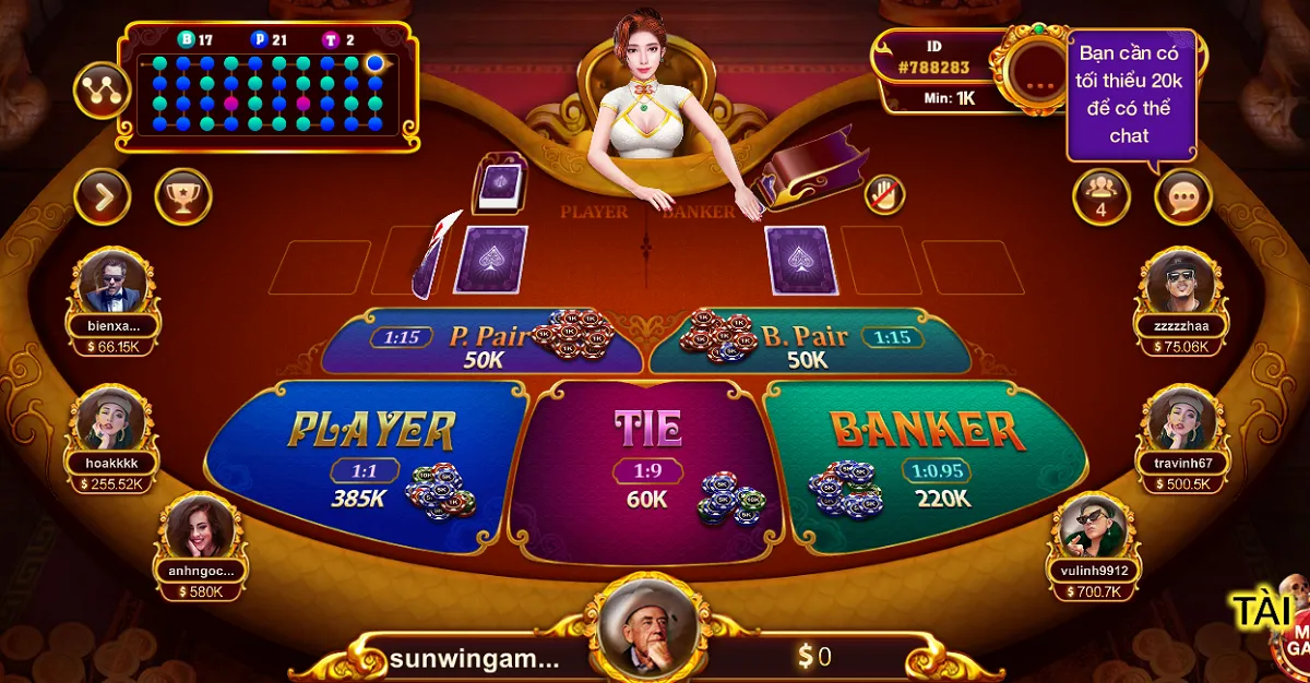 Trò chơi Sunwin Baccarat Kim Tài thử thách tài năng người chơi